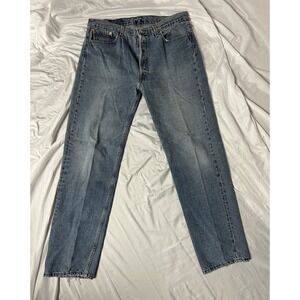 Vintage 1990's Levis 501 XX  Light Wash Made In Usa Workwear Buttonfly Sz 38x34